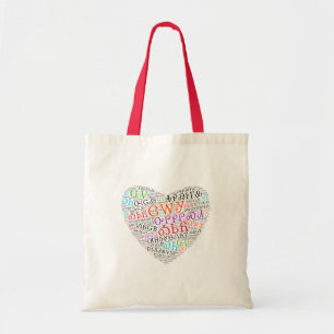 Cherokee Syllabary Multi-Colour Heart Cloud Tote Bag
