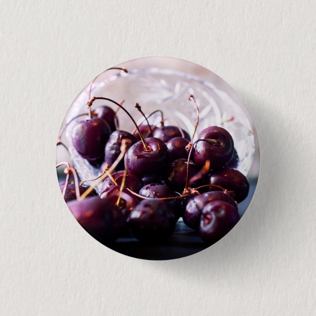 Cherries  3 cm round badge (Front)