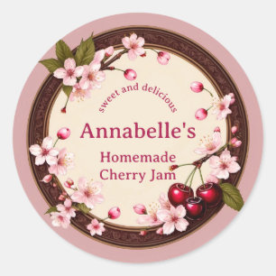 Cherries and Cherry Blossom Jam Label Personalise