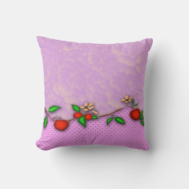 Cherries And Flowers Throw Pillow (Front)