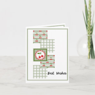 Cherries and Plaid in Sage - Birthday Card