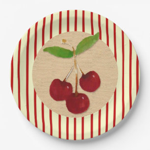 Cherries And Stripes Paper Plates