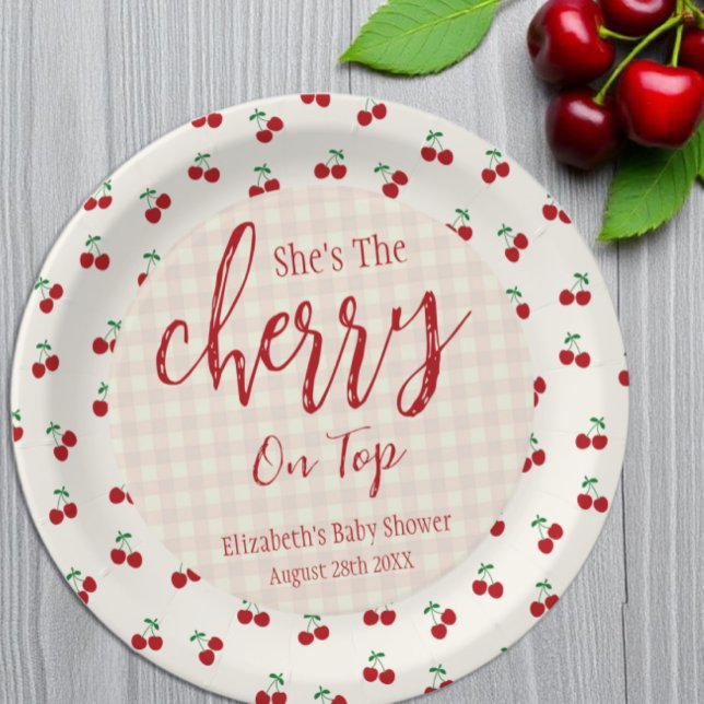 Cherries Baby Shower Paper Plate (Creator Uploaded)