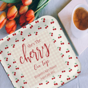 Cherries Baby Shower Paper Plate