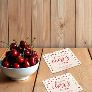 Cherries Baby Shower Square Paper Coaster