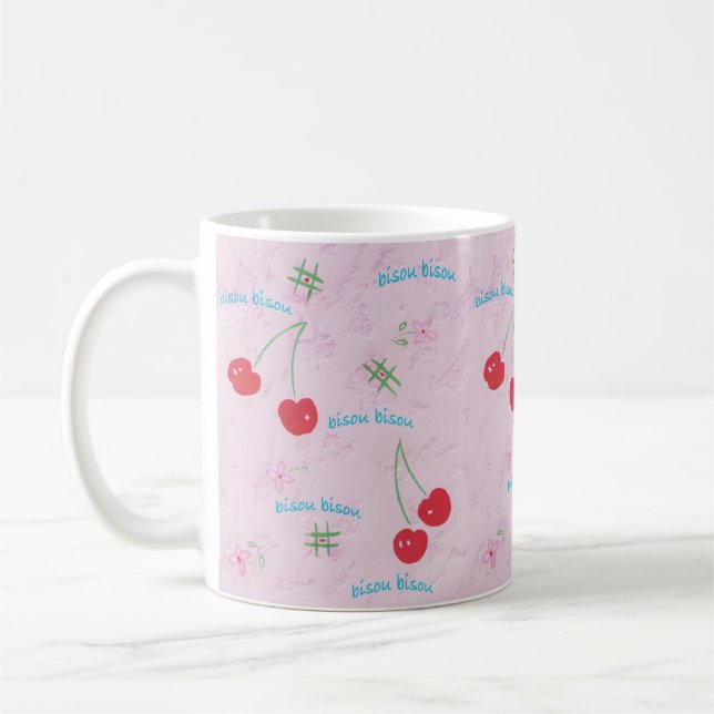 Cherries bisou bisou coffee mug (Left)