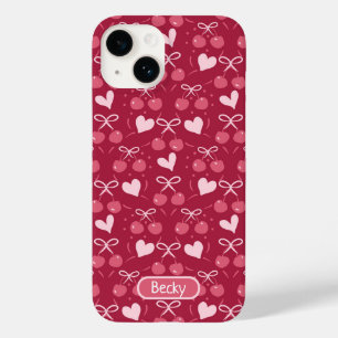 Cherries Bows Hearts red and Pink Case-Mate iPhone 14 Case