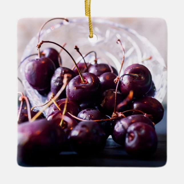 Cherries  ceramic ornament (Front)