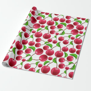 Cherries Cherry Print Retro Gift Wrap Paper
