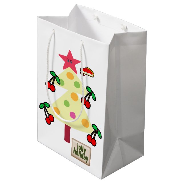 Cherries Christmas Tree Jolly  Holiday  Gift Bags (Back Angled)
