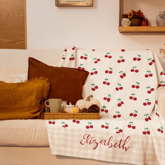 Cherries Fleece Blanket (Creator Uploaded)