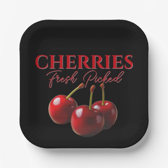 Cherries fresh picked  paper plate (Front)