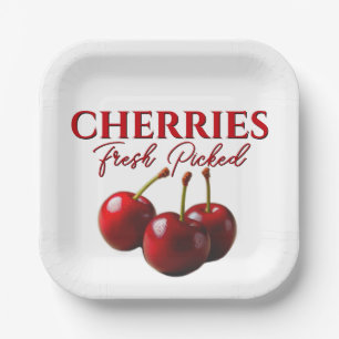Cherries fresh picked  paper plate