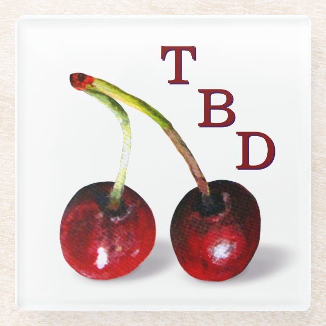 Cherries Glass Coaster (Front)