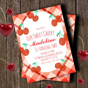 Cherries Hand Drawn Berry Sweet Birthday Invitation