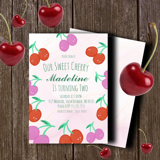 Cherries Hand Drawn Sweet Birthday  Invitation (Creator Uploaded)