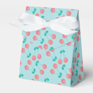 Cherries Hand Painted Watercolor Pink Teal F Favour Box