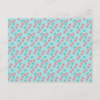 Cherries Hand Painted Watercolor Pink Teal