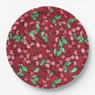 Cherries Illustration Cherry Red Love Paper Plate