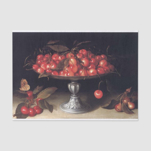 Cherries in a Silver Compote by Fede Galizia Tissue Paper (Front)