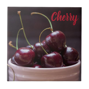 Cherries in pink bowl for fruit lover tile