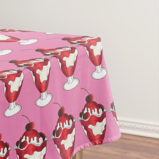 Cherries Jubilee Sundae Ice Cream Social Party Tablecloth (In Situ)