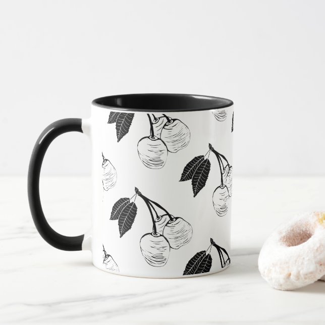 Cherries on a  mug (With Donut)