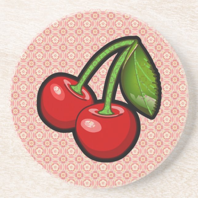 Cherries on Flower Coaster (Front)