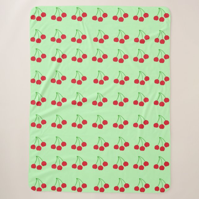 Cherries on Green Blanket 60" x 80" (Front)