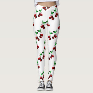 Cherries on White Leggings