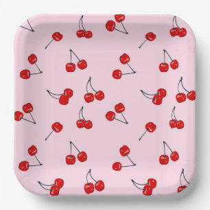 Cherries Paper Plates, Red Fruit Party Plate