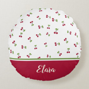 Cherries pattern round cushion