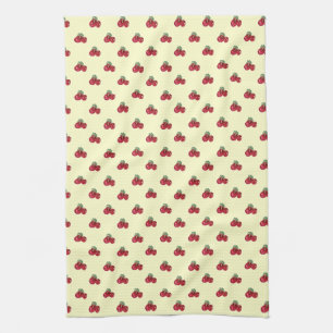 Cherries pattern tea towel