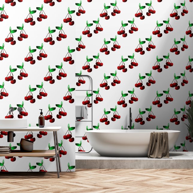Cherries Pattern Wallpaper (Bathroom)