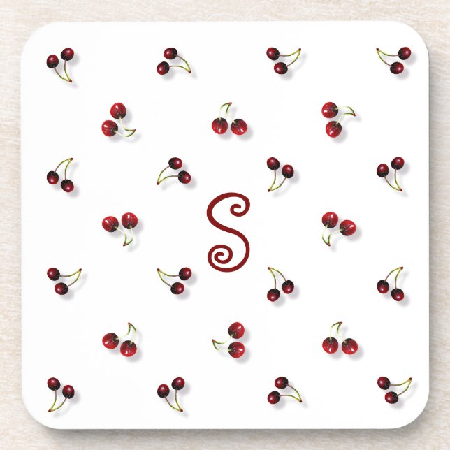 Cherries Plastic Coaster (Front)