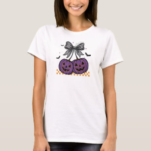 Cherries Pumpkin Halloween Girly Design T-Shirt