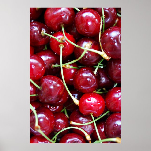 Cherries red fruit food fresh close-up poster (Front)