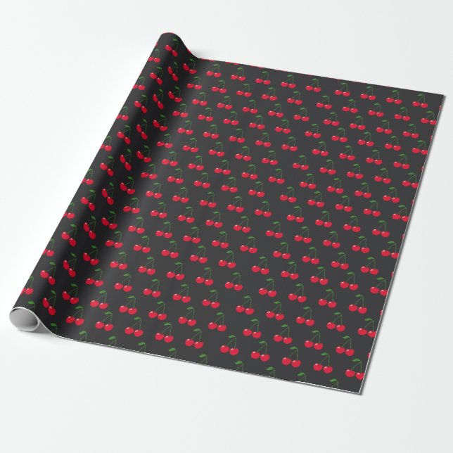 Cherries red wrapping paper (Unrolled)