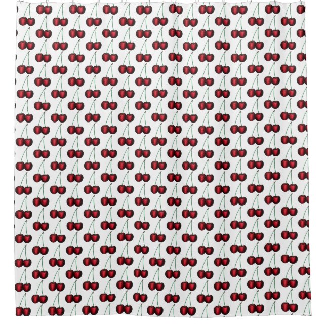 Cherries Ripe Red Cherry Summer Fruit Print Shower Curtain (Front)