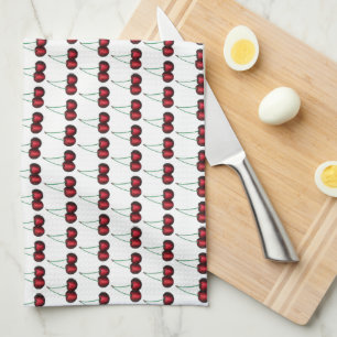 Cherries Ripe Red Cherry Summer Fruit Print Tea Towel