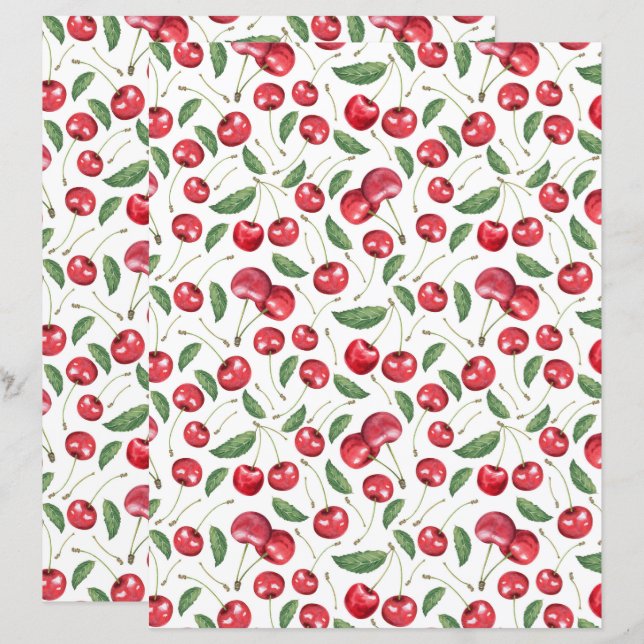 Cherries Scrapbook Paper (Front/Back)