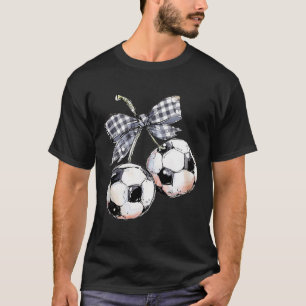 Cherries Soccer Checkered Coquette Game Day T-Shirt