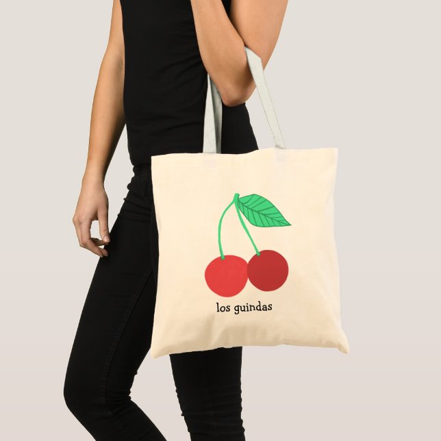 Cherries Spanish Flash Cards Fruity Fun Guindas Tote Bag (Front (Product))