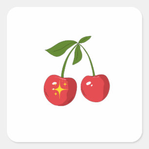 CHERRIES SQUARE STICKER