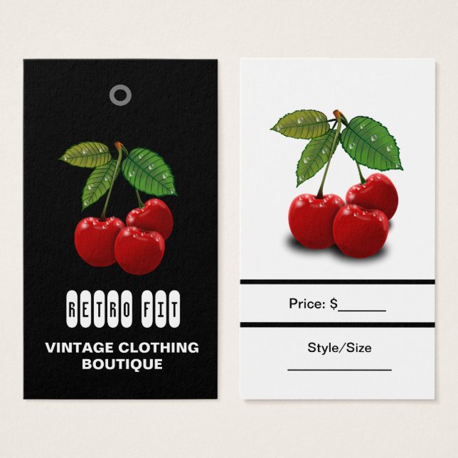 Cherries Vintage Cheap Clothing Price Tags  (Front & Back)