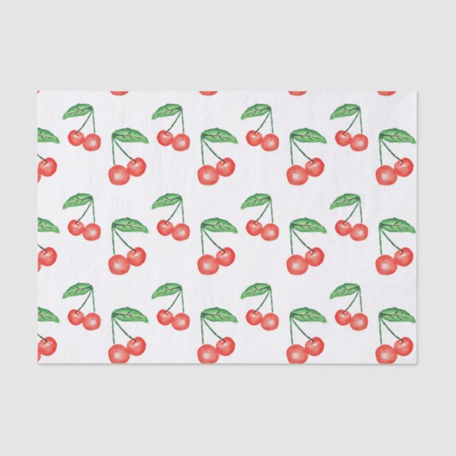 Cherries watercolor pattern tissue paper (Front)