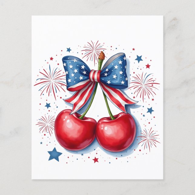 Cherries with Coquette Bow 4th of July American   Flyer (Front)