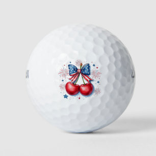 Cherries with Coquette Bow 4th of July American   Golf Balls