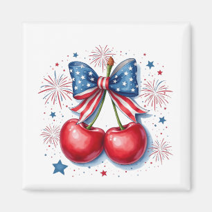 Cherries with Coquette Bow 4th of July American Magnet
