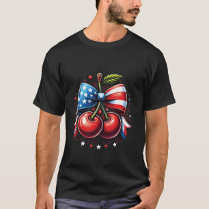 Cherries with Coquette Bow 4th of July American Pa T-Shirt